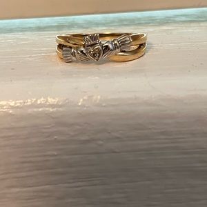 14k Gold and diamond claddagh ring made in Ireland
